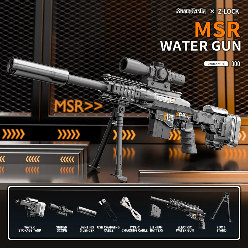 HUIQIBAO 2026 New Ultra-Cool Sniper Electric Water Gun, High-pressure, Multiple Shots, Large Capacity, Summer Beach