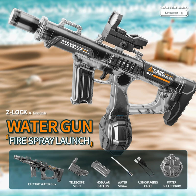 HUIQIBAO 2026 New Ultra-Cool Sniper Electric Water Gun, High-pressure, Multiple Shots, Large Capacity, Summer Beach