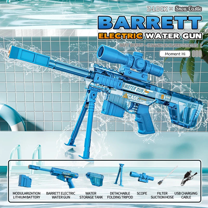 HUIQIBAO 2026 New Ultra-Cool Sniper Electric Water Gun, High-pressure, Multiple Shots, Large Capacity, Summer Beach