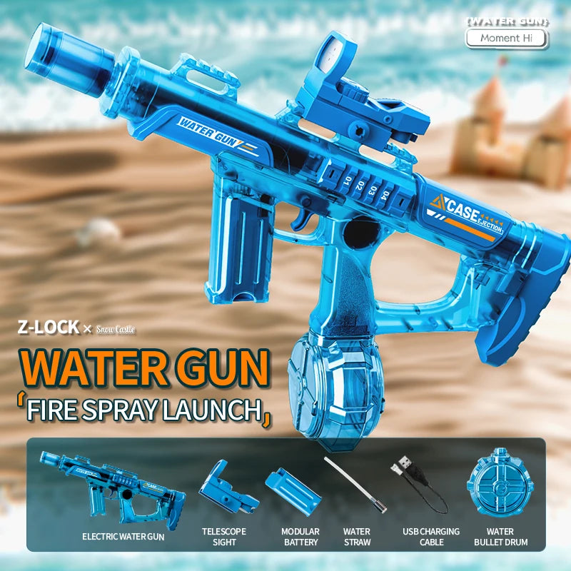 HUIQIBAO 2026 New Ultra-Cool Sniper Electric Water Gun, High-pressure, Multiple Shots, Large Capacity, Summer Beach