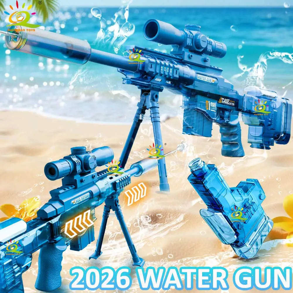 HUIQIBAO 2026 New Ultra-Cool Sniper Electric Water Gun, High-pressure, Multiple Shots, Large Capacity, Summer Beach