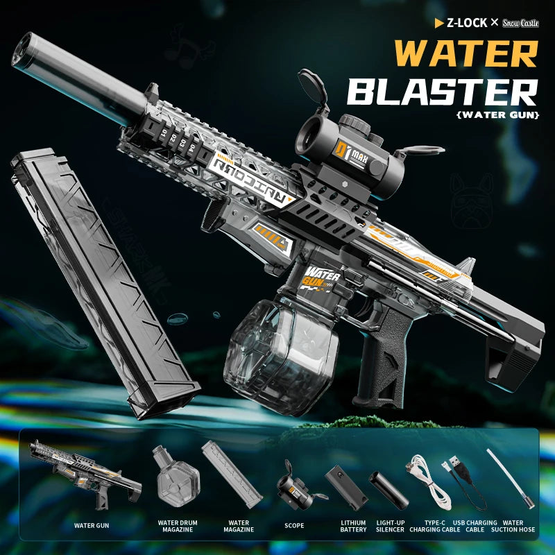HUIQIBAO 2026 New Ultra-Cool Sniper Electric Water Gun, High-pressure, Multiple Shots, Large Capacity, Summer Beach