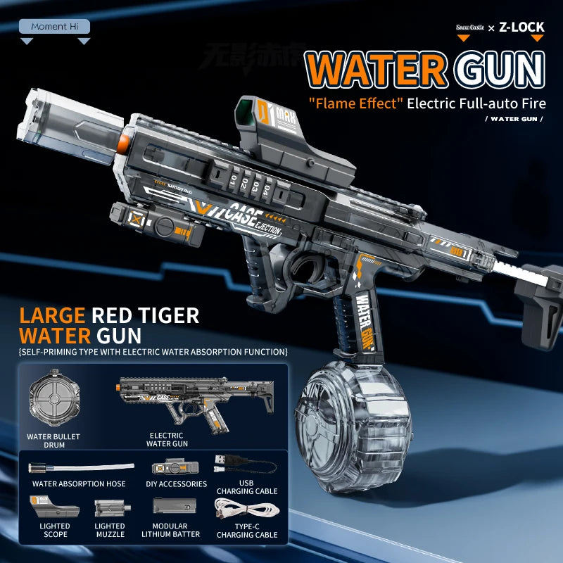 HUIQIBAO 2026 New Ultra-Cool Sniper Electric Water Gun, High-pressure, Multiple Shots, Large Capacity, Summer Beach